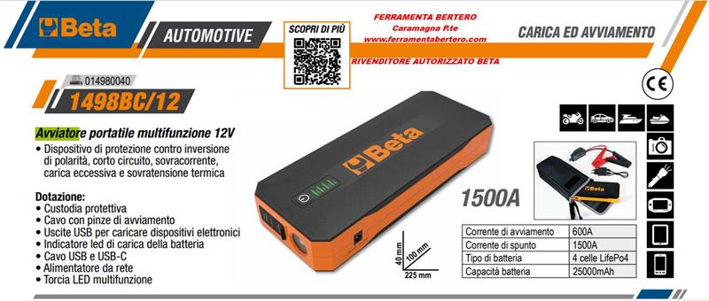 BETA 1498BC 12 Volt Avviatore portatile multifunzione 12V